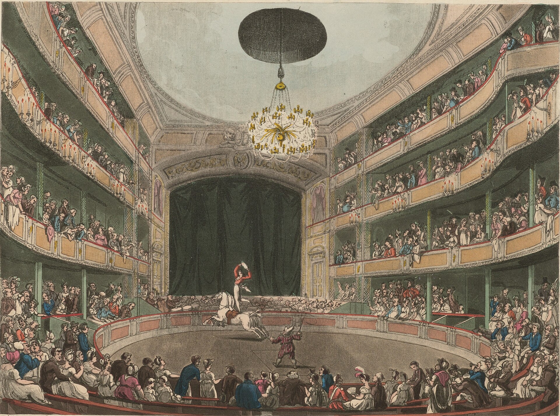 Astley's Amphitheatre in London, as pictured in 1808 in The Microcosm of London.