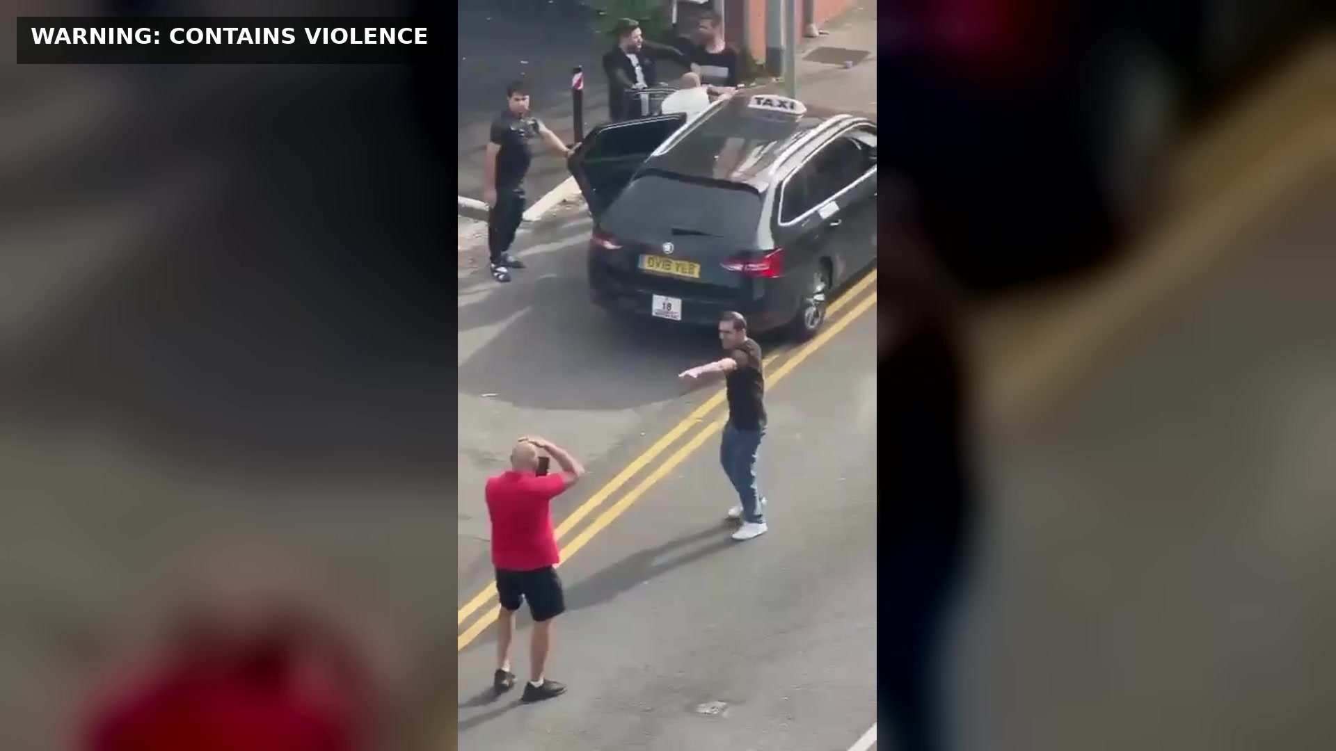 Huge Street Brawl Caught On Camera In Shelton As Men Attack Taxi With Metal Bar