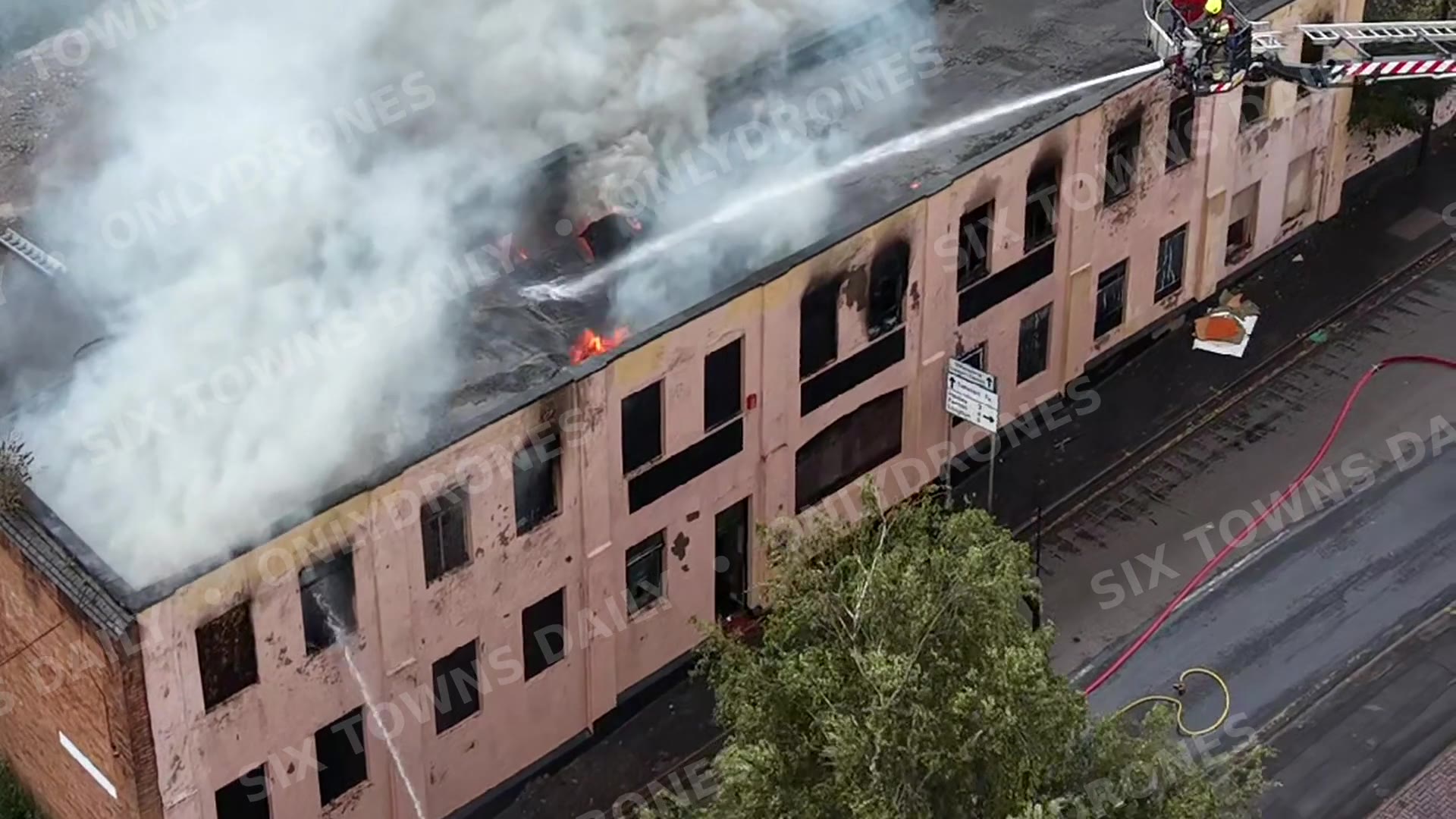 In Pictures: Incredible Drone Footage Shows Flames Tearing Through Derelict Burslem Building
