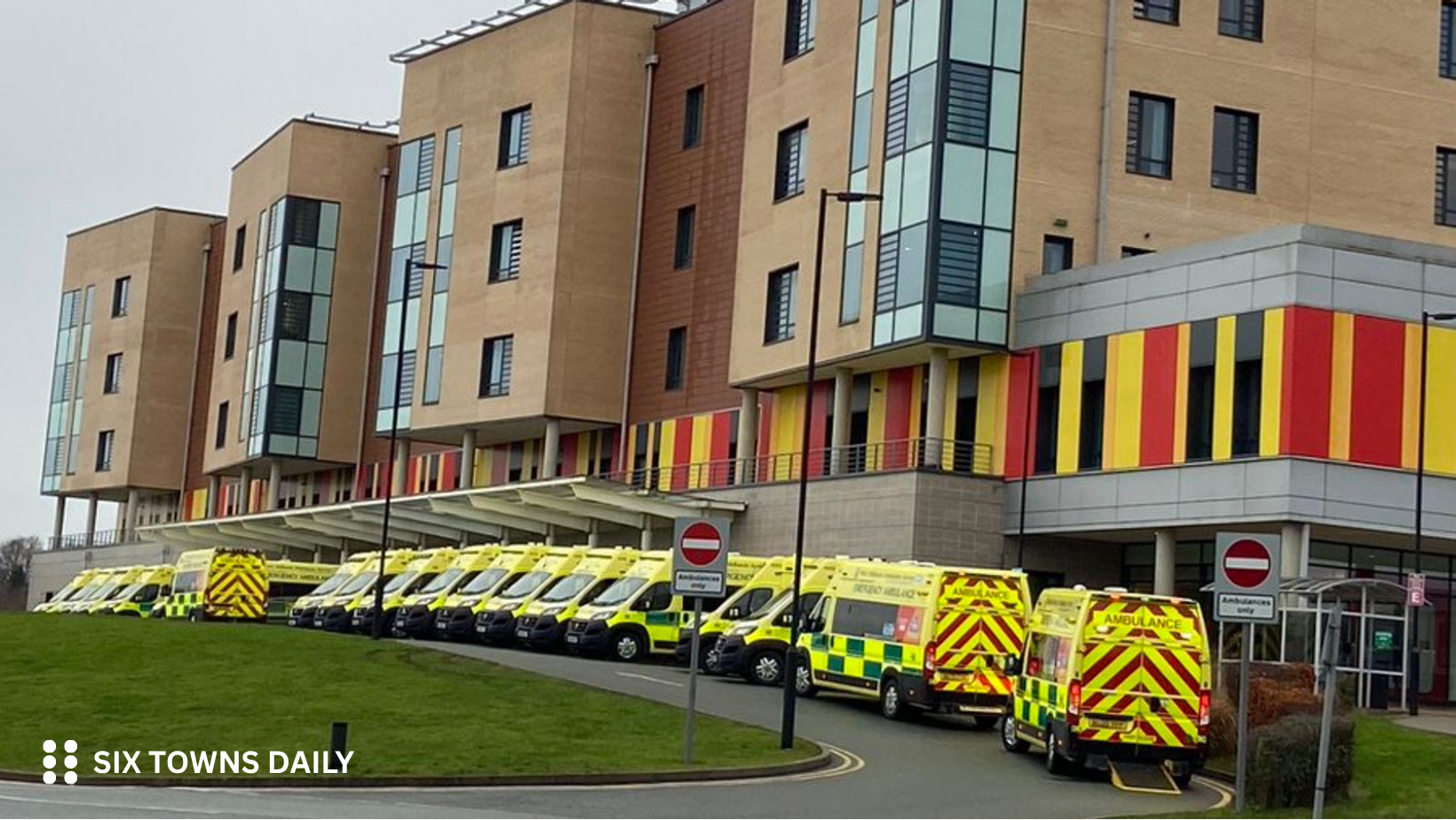 Hospital and ambulance (stock image)